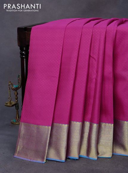 Pure kanchipuram silk saree pink and cs blue with allover self emboss and zari woven border