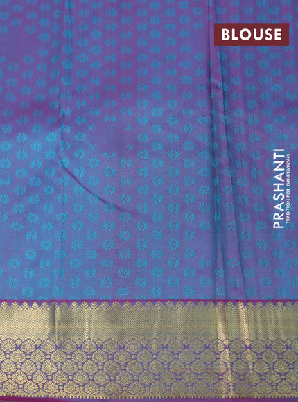 Pure kanchipuram silk saree green and dual shade of pink with allover self emboss & zari buttas and zari woven border