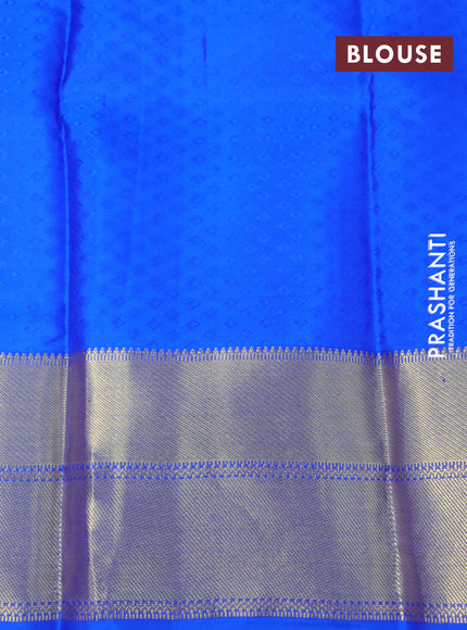 Pure kanchipuram silk saree pink and blue with allover self emboss & zari buttas and zari woven border