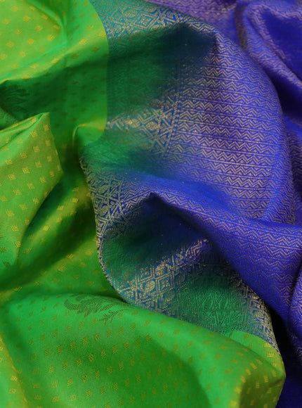 Pure kanchipuram silk saree light green and pink with allover self emboss and zari woven border