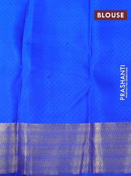 Pure kanchipuram silk saree light green and pink with allover self emboss and zari woven border