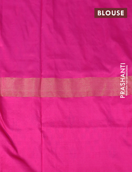 Pochampally silk saree purple and pink with allover ikat buttas and long zari woven ikat border