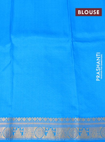 Pure kanchipuram silk saree pink and cs blue with allover self emboss & zari buttas and zari woven border