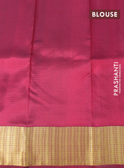 Pure kanchipuram silk saree pink and maroon with allover self emboss and zari woven border