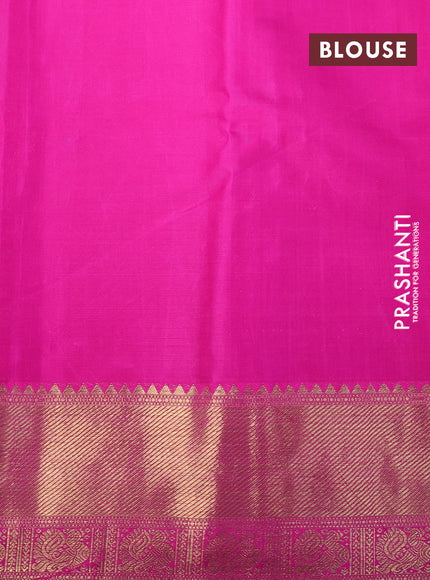 Pure kanchipuram tissue silk saree grey and pink with allover zari woven brocade weaves and zari woven border