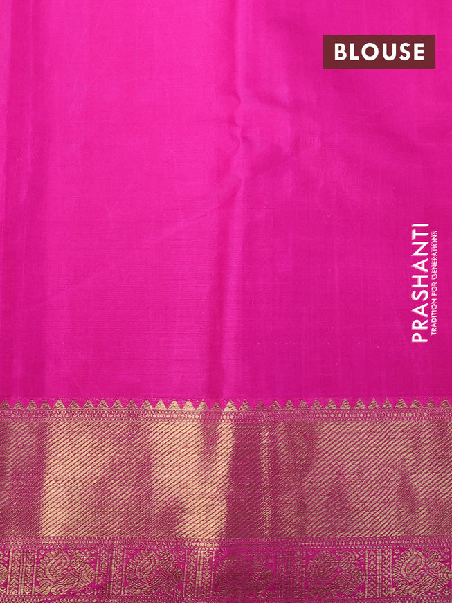 Pure kanchipuram tissue silk saree grey and pink with allover zari woven brocade weaves and zari woven border