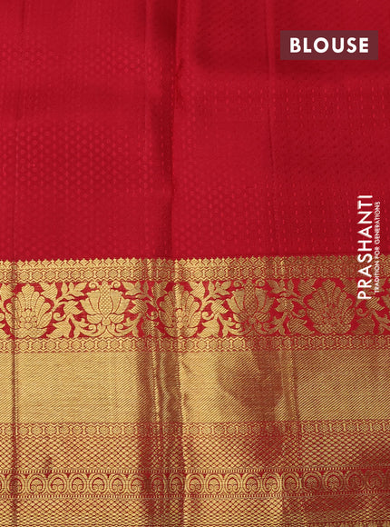 Pure kanchipuram tissue silk saree off white and red with allover zari woven brocade weaves and long zari woven border