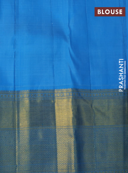 Pure kanchipuram tissue silk saree grey and light blue with allover zari woven brocade weaves and long zari woven border