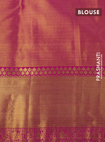 Pure kanchipuram tissue silk saree lime yellow and pink with allover zari woven brocade weaves and zari woven border