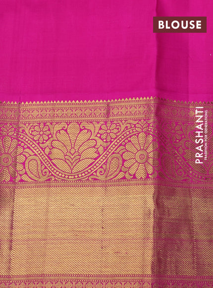 Pure kanchipuram tissue silk saree gold and pink with allover zari woven brocade weaves and long zari woven border