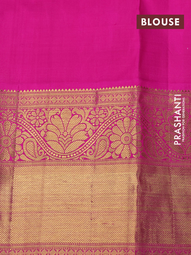 Pure kanchipuram tissue silk saree gold and pink with allover zari woven brocade weaves and long zari woven border