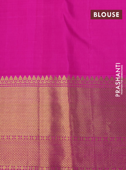 Pure kanchipuram tissue silk saree grey and pink with allover zari woven brocade weaves and zari woven border