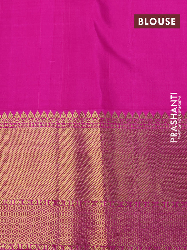 Pure kanchipuram tissue silk saree grey and pink with allover zari woven brocade weaves and zari woven border