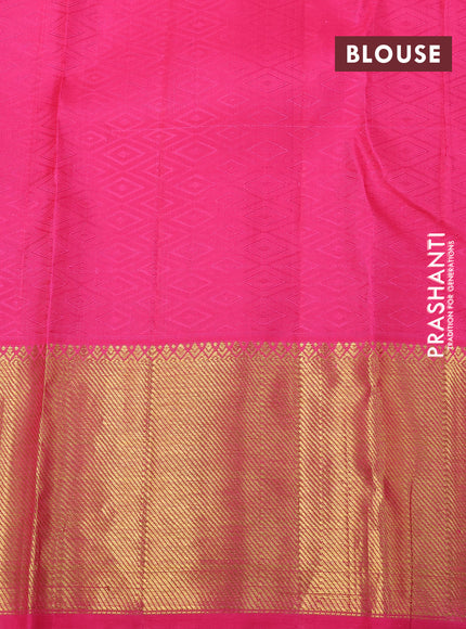 Pure kanchipuram tissue silk saree grey and pink with allover zari woven brocade weaves and zari woven border