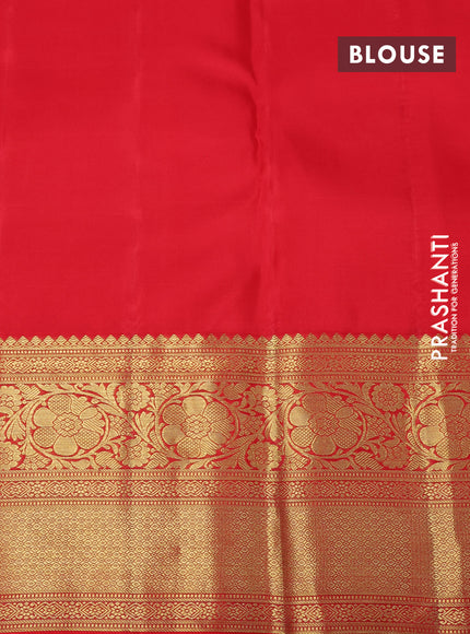 Pure kanchipuram silk saree cream and red with allover zari woven brocade weaves and rich zari woven border