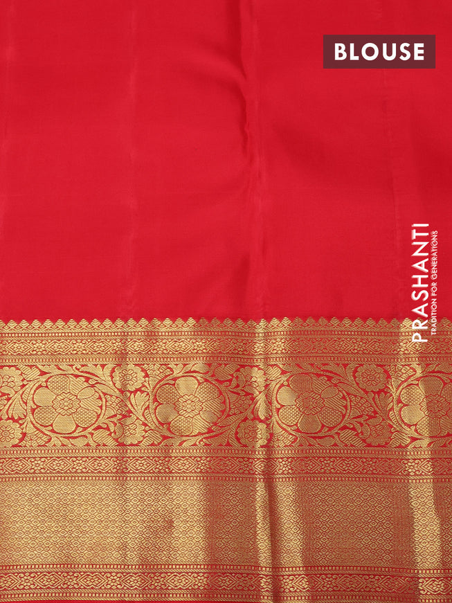 Pure kanchipuram silk saree cream and red with allover zari woven brocade weaves and rich zari woven border