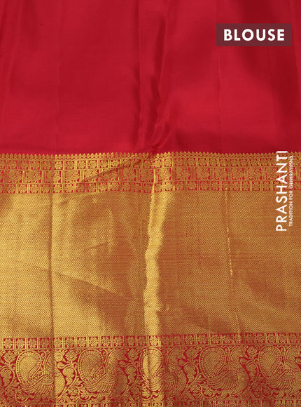 Pure kanchipuram silk saree maroon with allover silver & copper zari weaves and long zari woven border