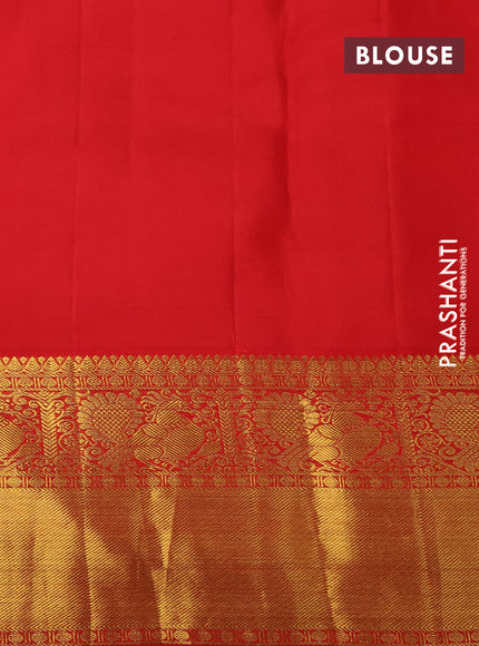 Pure kanchipuram silk saree cream and red with allover zari woven butta weaves and rich annam zari woven border