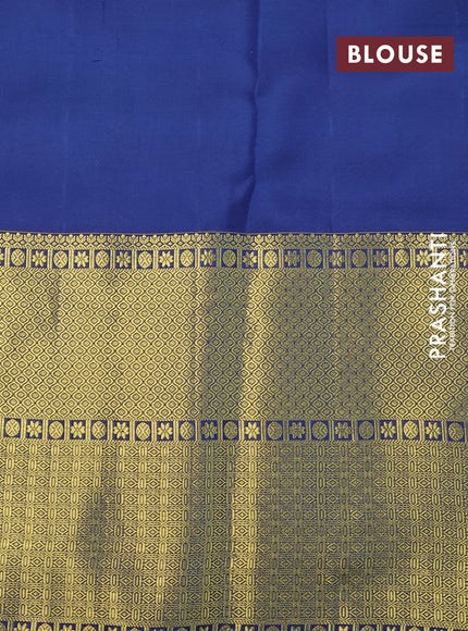 Pure kanchipuram silk saree off white and navy blue with allover zari woven brocade weaves and long rich zari woven border