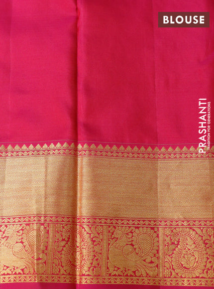 Pure kanchipuram silk saree cs blue and pink with allover zari woven buttas and annam zari woven border