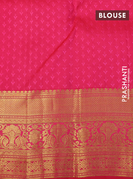 Pure kanchipuram silk saree cream and dual shade of pink with allover silver & gold zari weaves and zari woven border