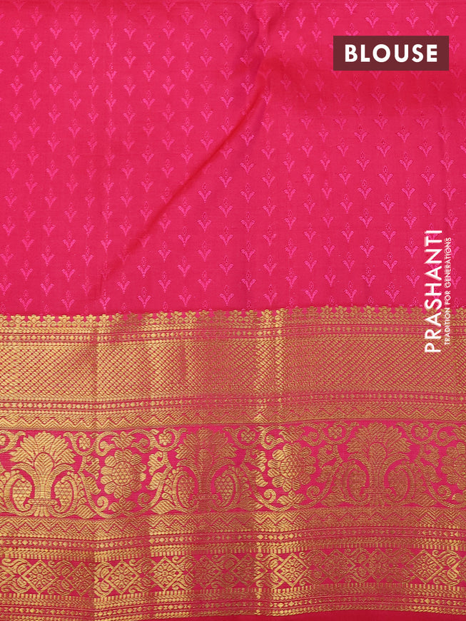 Pure kanchipuram silk saree cream and dual shade of pink with allover silver & gold zari weaves and zari woven border