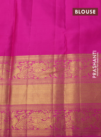 Pure kanchipuram silk saree cream and pink with allover zari woven brocade weaves and long zari woven annam border