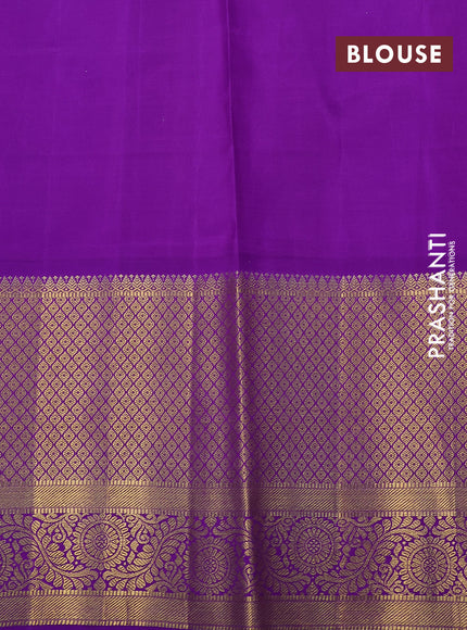 Pure kanchipuram tissue silk saree gold and violet with allover zari woven brocade weaves and long zari woven border