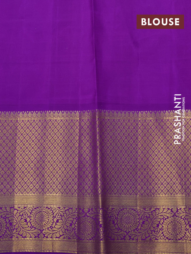 Pure kanchipuram tissue silk saree gold and violet with allover zari woven brocade weaves and long zari woven border