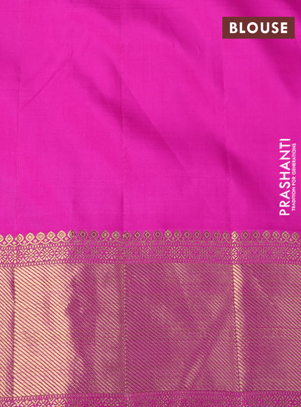 Pure kanchipuram tissue silk saree peach shade and pink with allover zari woven brocade weaves and zari woven border