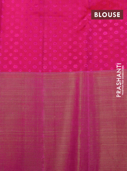 Pure kanchipuram tissue silk saree grey and pink with allover zari woven brocade weaves and zari woven border