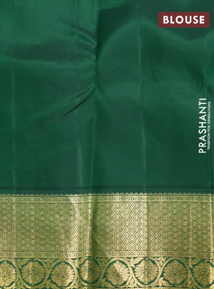 Pure kanchipuram silk saree dark pink and green with zari woven buttas and zari woven korvai border