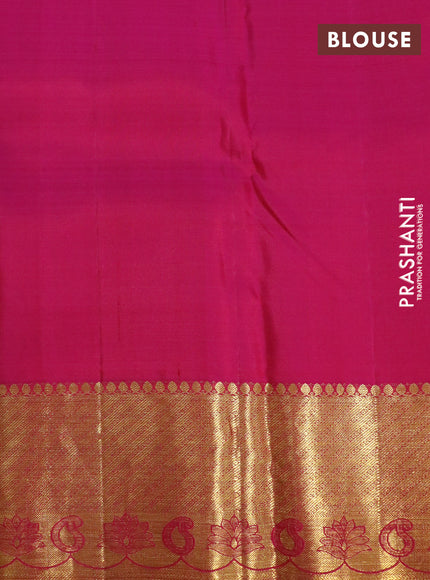 Pure kanchipuram silk saree yellow shade and pink with zari woven buttas and zari woven border