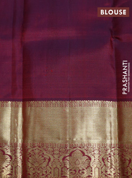 Pure kanchipuram silk saree pink and dual shade of maroon with allover self emboss & buttas and zari woven border