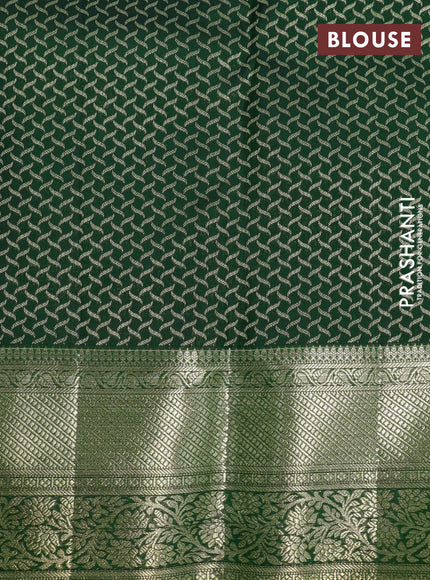 Pure kanchipuram silk saree dark green with allover zari woven brocade weaves and zari woven border