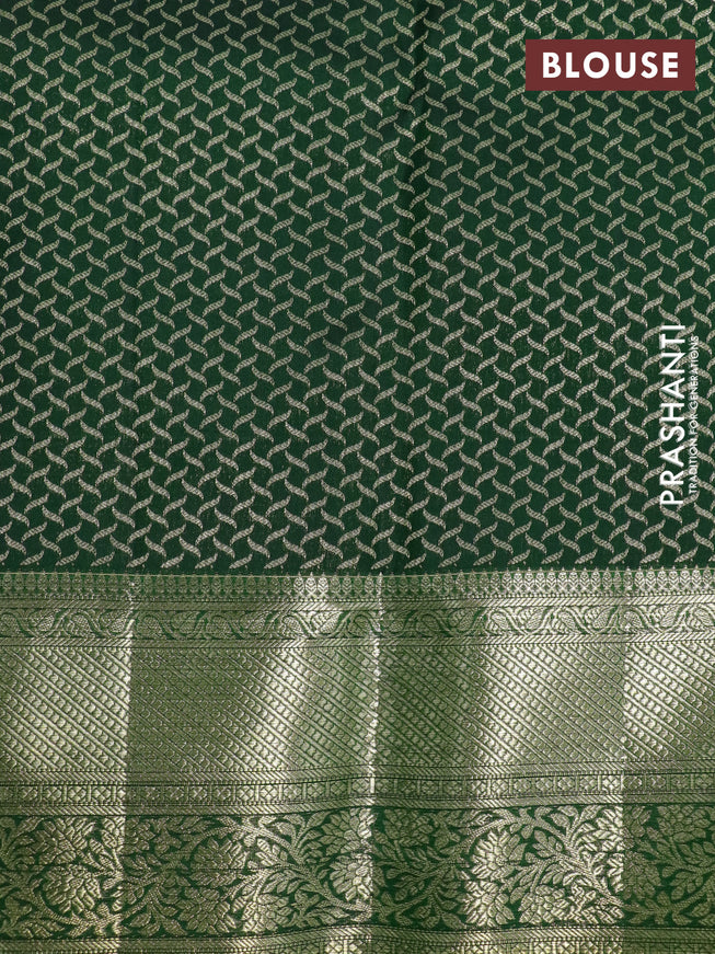 Pure kanchipuram silk saree dark green with allover zari woven brocade weaves and zari woven border