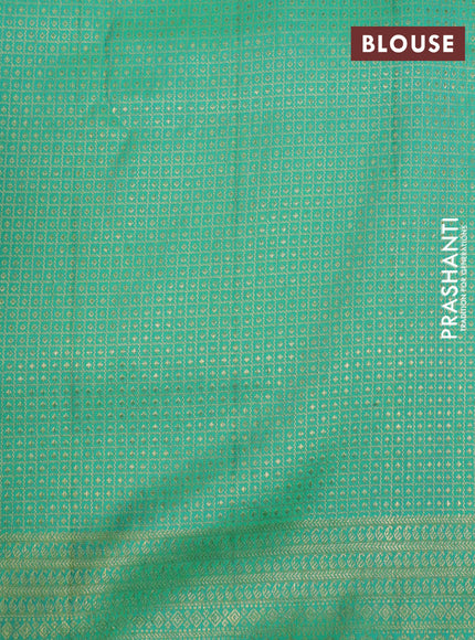 Pure kanchipuram silk saree teal green with allover zari woven brocade weaves and zari woven border