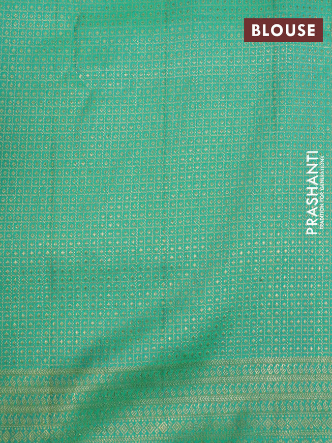 Pure kanchipuram silk saree teal green with allover zari woven brocade weaves and zari woven border