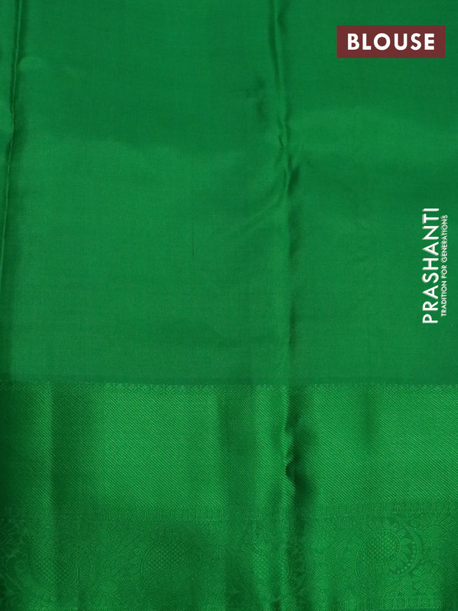 Pure kanchipuram silk saree red and green with thread woven buttas and thread woven border