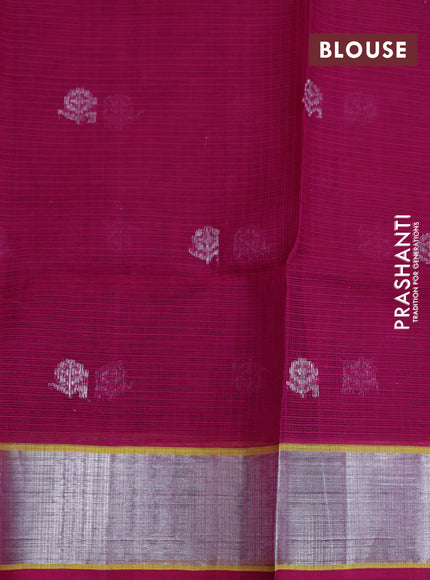 Pure zari kota saree cs blue and pink with allover thread & silver zari weaves and silver zari woven border