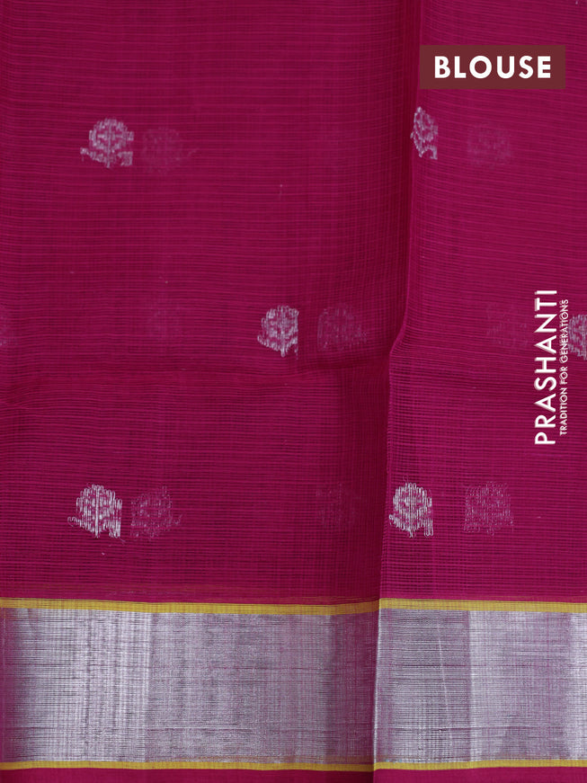 Pure zari kota saree cs blue and pink with allover thread & silver zari weaves and silver zari woven border