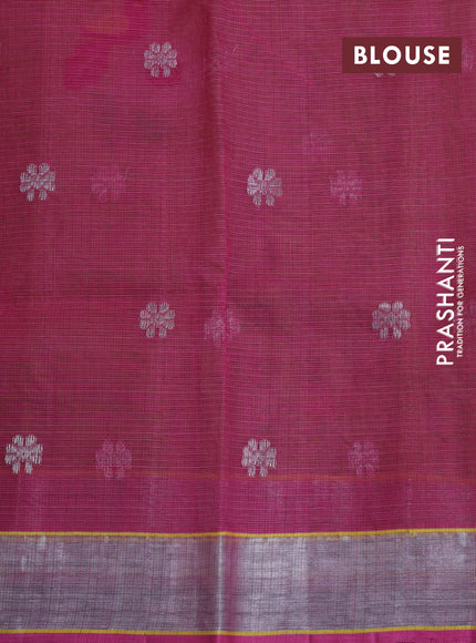 Pure zari kota saree pista green and pink with allover thread & silver zari weaves and silver zari woven border