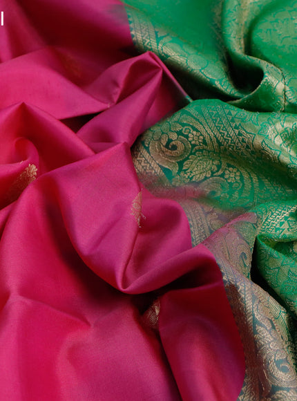 Pure soft silk saree pink and green with floral zari woven buttas and zari woven floral border