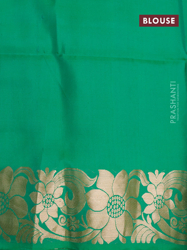 Pure soft silk saree pink and green with floral zari woven buttas and zari woven floral border