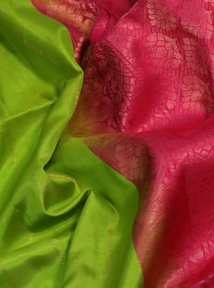 Pure soft silk saree light green and pink with allover zari weaves & buttas in borderless style