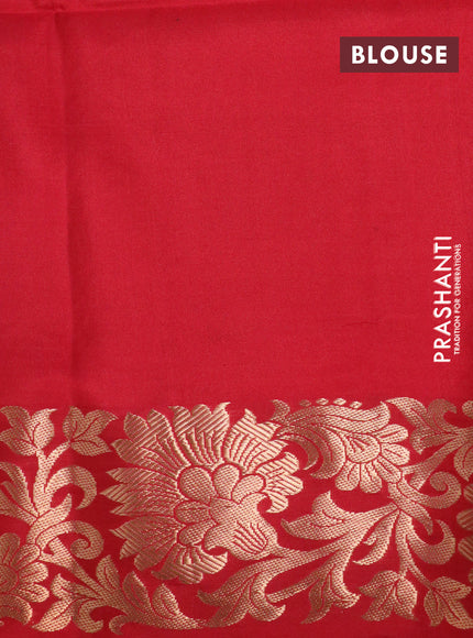 Pure soft silk saree light green and red with zari woven buttas and zari woven floral border