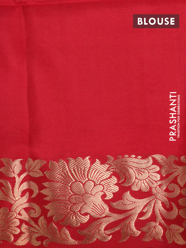 Pure soft silk saree light green and red with zari woven buttas and zari woven floral border