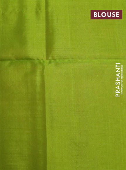 Pure soft silk saree pink and light green with silver zari woven buttas in borderless style