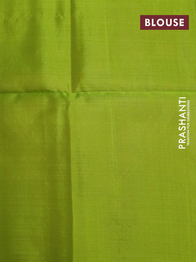 Pure soft silk saree pink and light green with silver zari woven buttas in borderless style