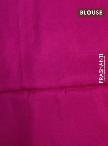 Pure soft silk partly saree dual shade of teal green and pink with silver & gold zari woven buttas in borderless style